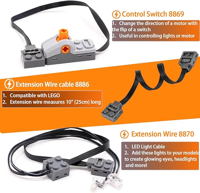 9-in-1 Motor Set Technic Motorized Kit Compatible with Lego: Power Function Battery Box, Technic Remote Control, Electric Motor, Engine Parts, Train Battery Pack, Remote Control (9 Sets)