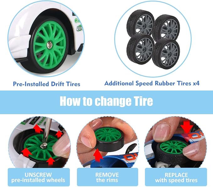 Liberty Imports RC Drift Car 1/24 2.4GHz 4WD Remote Control Sport Racing On-Road Vehicle with LED Light, Batteries and Drift Tires (Style 2)