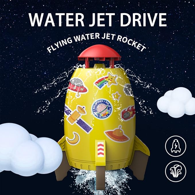 Rocket Sprinklers Kids Toys Outdoor Water Play for Kids 3 Years and Up (Yellow)