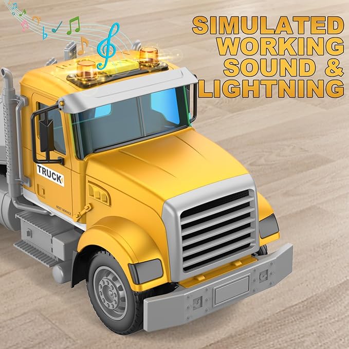 Large 22" Semi Police Truck Toy with Propeller Aircraft Car Toys for Kids Toddlers, Christmas Birthday Gift for Boy Girl Child 3 4 5 6 7 Years Old