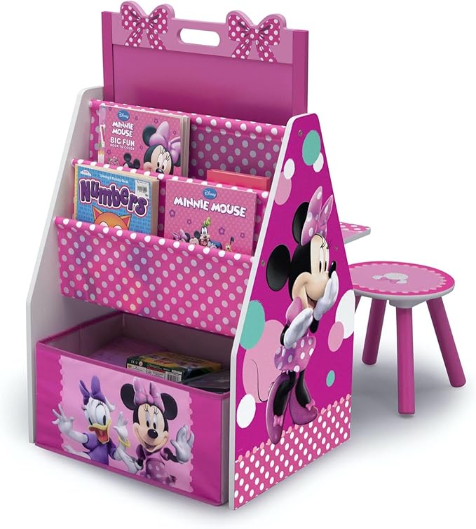 Delta Children Deluxe Kids Art Table | Easel, Desk, Stool, Toy Organizer, Disney Minnie Mouse