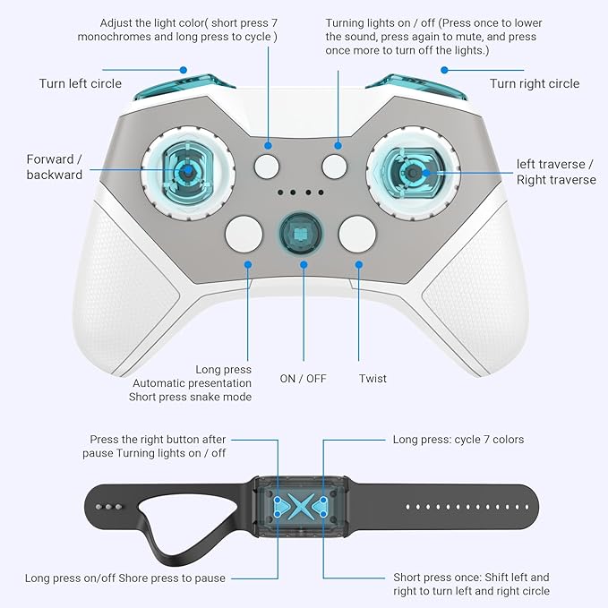 Powerextra 1:16 RC Stunt Car Gesture Sensing, with [Light & Music] for Boys Watch Hand Remote Control Car, Double Sided Rotating Off-Road Vehicle 360° Flips with 2 Batteries, Boy's Birthday Gift