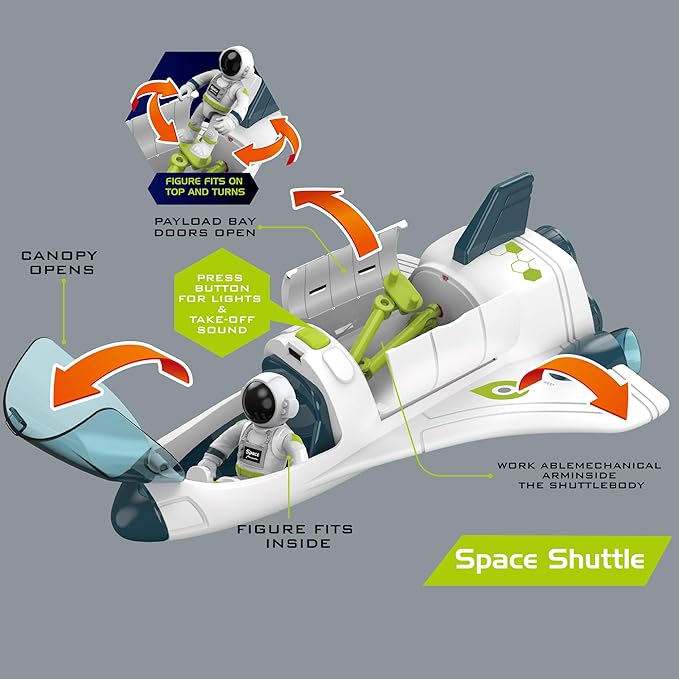 COOLDUCK Space Shuttle Toy with Lights & Sound & Astronaut Figure, Space Adventure Toy Rocket for Boys 3+