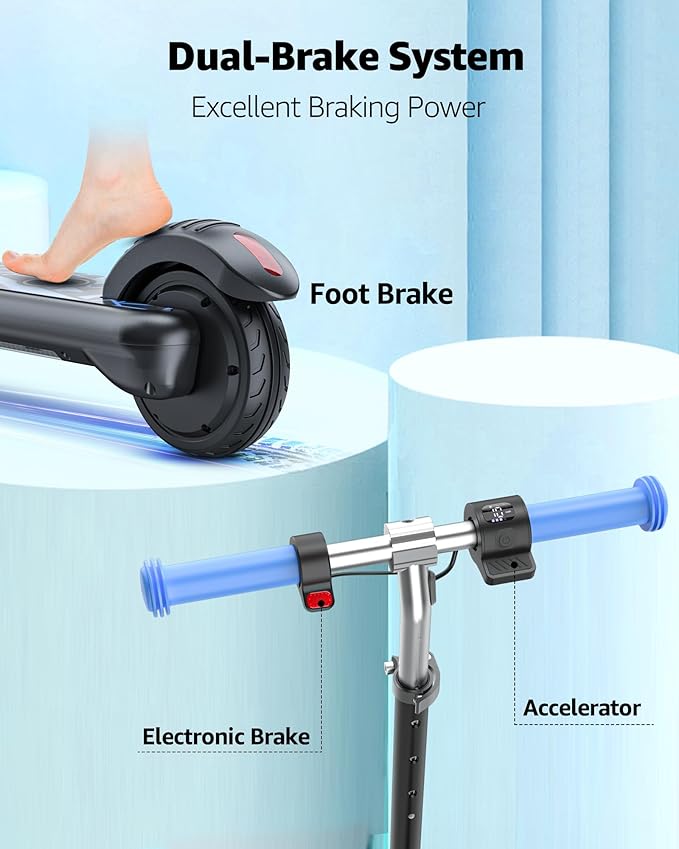 Gyroor H30 Max Electric Scooter for Kids, LED Dispaly, 150W Powerful Motor, Dual Brake System, Adjustable Height and Speed, Best Presents for Kids