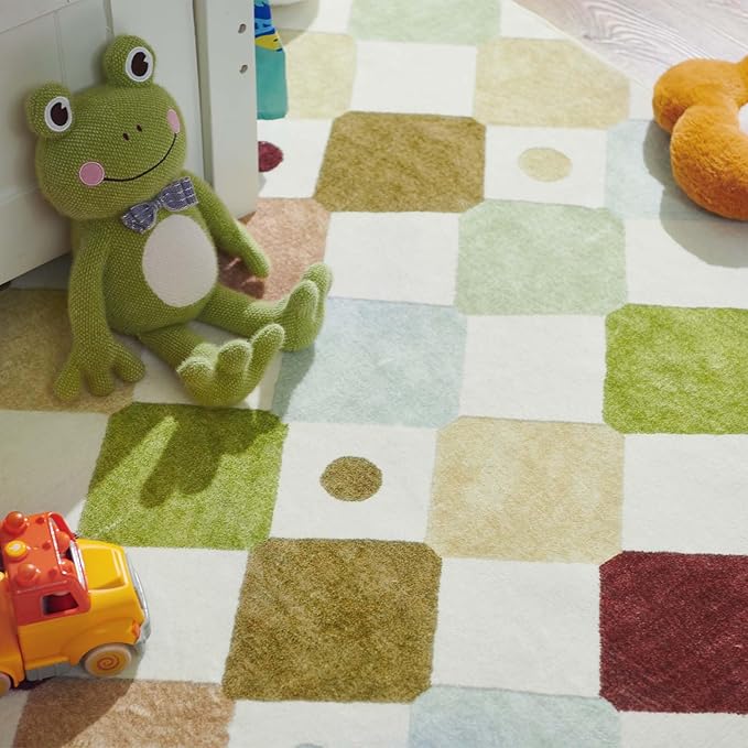 jinchan Runner Rug 2x5 Kids Hallway Washable Rug Indoor Soft Non Slip Modern Diamond Carpet Holiday Decor for Nursery Room Bedroom Kitchen Laundry Room Moss on Cream