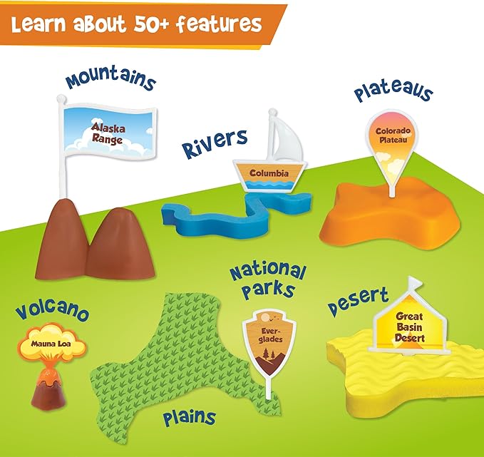 Imagimake Mapology Physical Features USA Puzzle | Mountains, National Parks, Rivers & Lakes 3D Puzzle for Kids 8-10 | Educational Toys | Classroom Must-Haves | Learning Gift for Kids Age 8-12