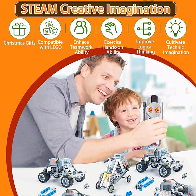 9-in-1 Motor Set Technic Motorized Kit Compatible with Lego: Power Function Battery Box, Technic Remote Control, Electric Motor, Engine Parts, Train Battery Pack, Remote Control (9 Sets)