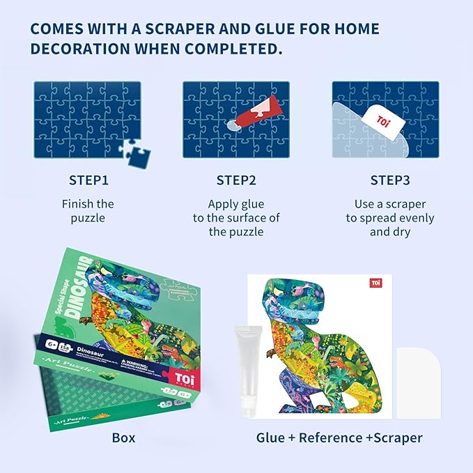 TOI Dinosaur Floor Puzzles for Kids Aged 6-8, 158 Pieces Animal Shaped Jigsaw Puzzles, Preschool Dinosaur Puzzle for Boys and Girls Educational Toy