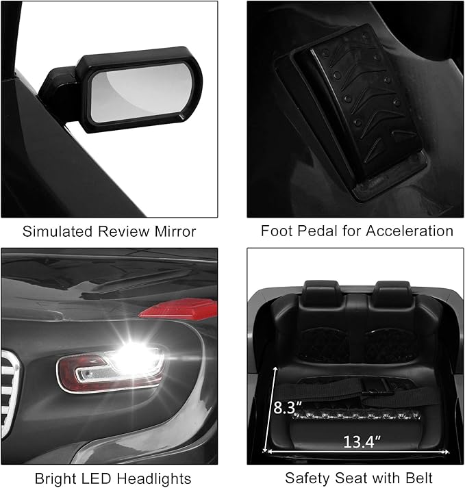 VALUE BOX Electric Remote Control Truck, Kids Toddler Ride On Cars 6V Battery Motorized Vehicles Children's Best Toy Car with 3 Speeds, Music, Seat Belts, Realistic LED and Horn (Ink)