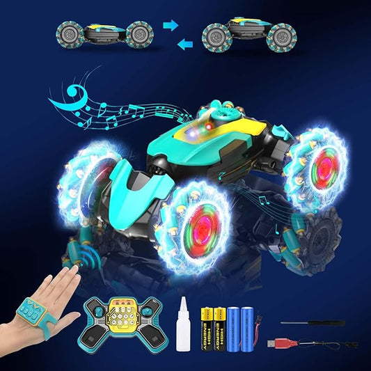 Remote Control Cars with Gesture Sensing, 360° Rotation Spray Drift RC Car for Kids, 4WD Stunt Car Remote Control Car with Hand Control, Boys Toy RC Cars with Music Light for Kids 6-12 Year Old