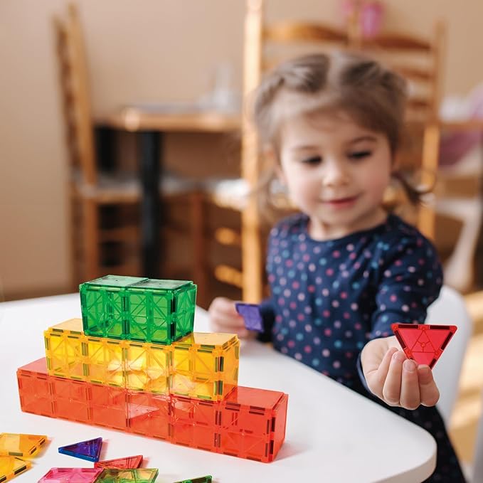 FNJO Magnetic Tiles, 52 PCS Magnet Building Set, Magnetic Building Blocks,Construction STEM Toys for Kids, Gift for Boys Girls