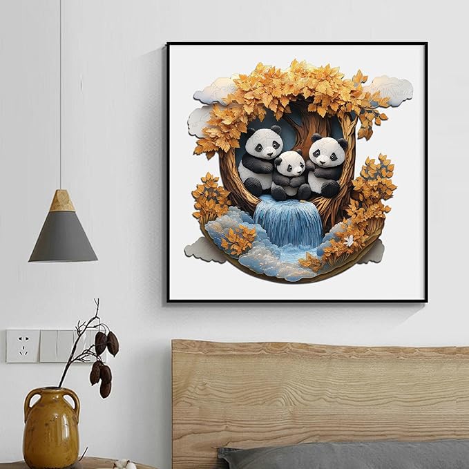 Puzzles for Adults 3D Vision Panda Wooden Puzzles, 200 Pieces Unique Shaped Liberty Jigsaw Puzzles, Creative Toys for Adults and Kids, Fun Challenge Family Game 11.2'' x 11.2''