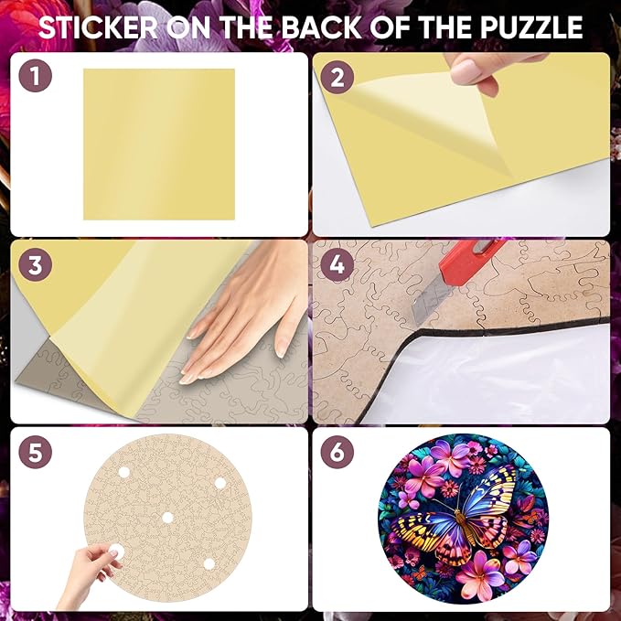 Colorful Butterfly 500 Pieces Wooden Jigsaw Puzzles for Adults with Unique Irregular Shape Fun Challenging Puzzles for Kids and Couples on Birthday,Children's Day,Christmas,16.7"x16.7"