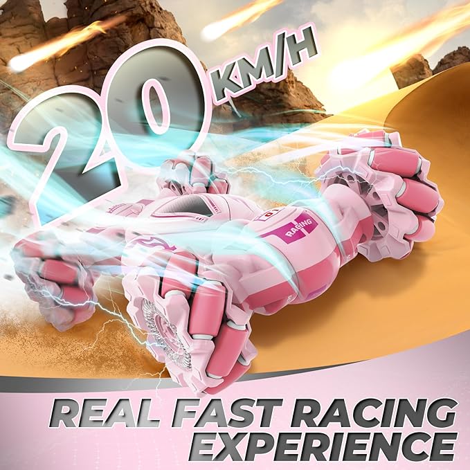 Dysaim Gesture RC Car, Gesture Sensing RC Stunt Car Toys for Kids 6-12 yr, 2.4GHz 4WD Hand Remote Control with Lights Music, Off-Road 360° Rotation Drift for Birthday Toy Gifts