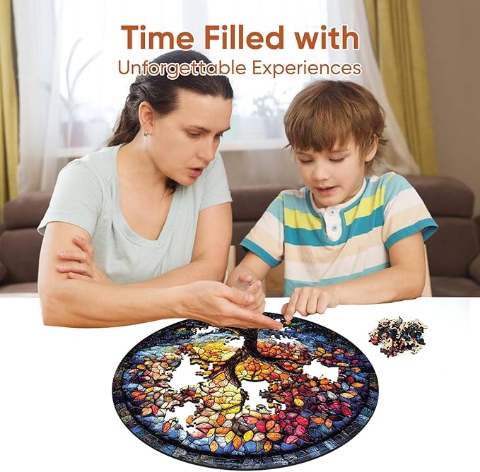 Puzzles for Adults 500 Pieces, Mosaic Tree of Life Wooden Jigsaw Puzzles,16.5x16.5in, Royal, Unique Shape Adult Puzzles, Irregular Wood Creative for Adults and Kids Family Game