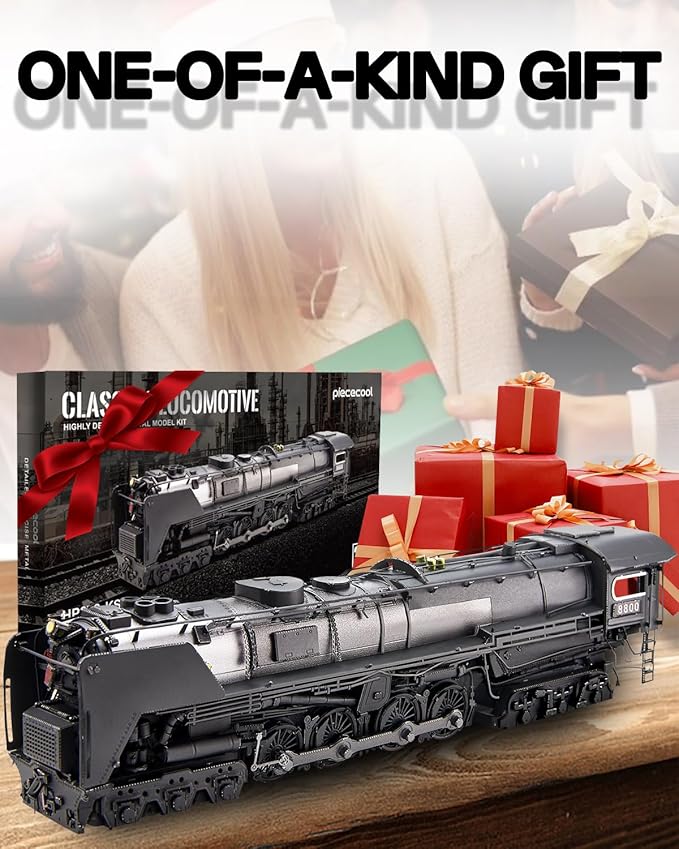 Piececool 3D Metal Puzzles for Adults, Class S-2 Locomotive Steam Train Model Building kit, Hobbies DIY Creative Gifts for Christmas Birthday Valentines Day