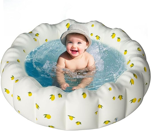 40" Extra Large Inflatable Baby Pool, Portable Toddler Pool, Piscina para Bebes Suit for Ages 0-3 Years Girls and Boys, Garden and Backyard Summer Water Party(Yellow Mango)