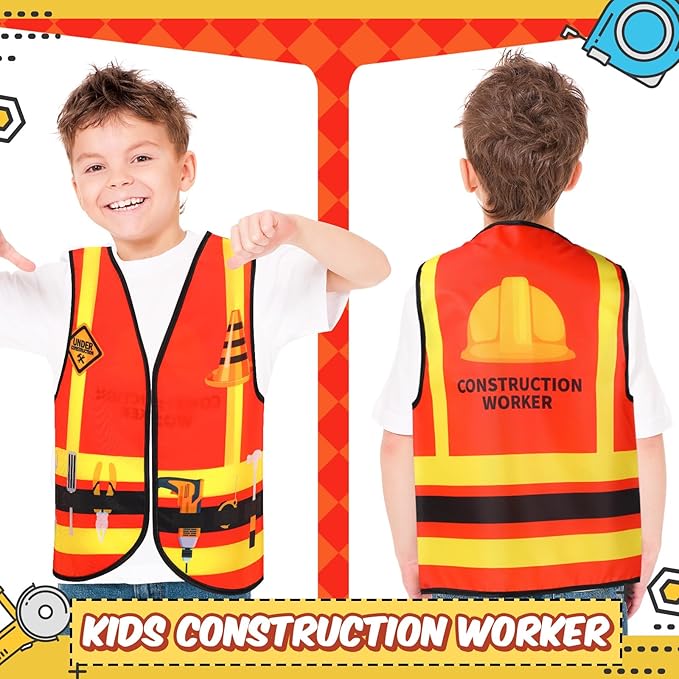 Panitay 12 Pcs Kids Community Helper Dress up Vest, Boy & Girl Career Cosplay Party Costume for Toddlers Occupation Role Play