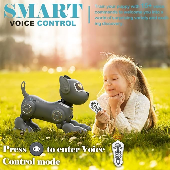 VATOS Robot Dog Toy for Kids, Voice & 2.4GHz Remote Control Robot Pet with Interactive Touch Sensors, Over 20+ Responses, Program Mode, Robotic Puppy Toy for Kids Boys & Girls
