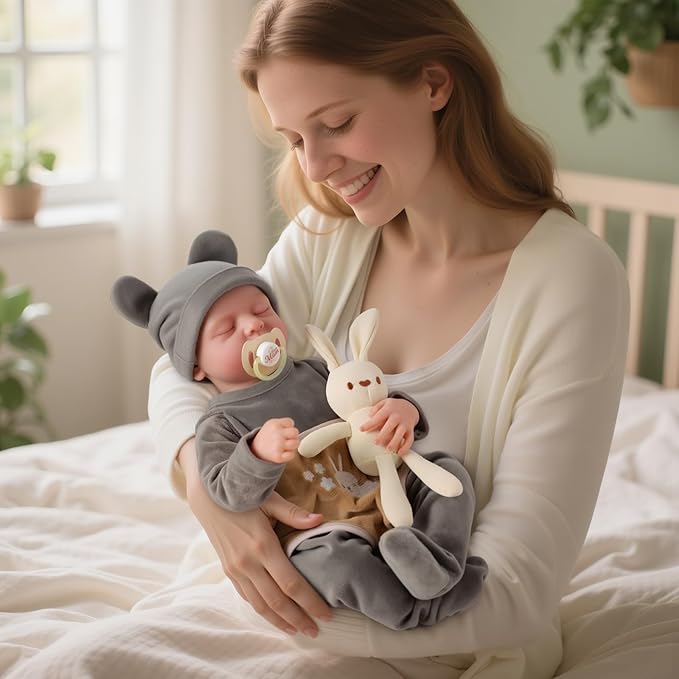 JIZHI Lifelike Reborn Baby Dolls Boy - 17-Inch Soft Body Realistic-Newborn Full Body Vinyl Real Life Baby Dolls with Toy Accessories for Kids Age 3 4 5 6 7 +