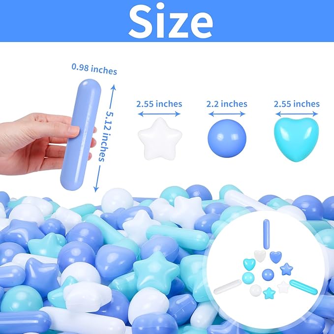 STARBOLO Ball Pit Balls for Toddlers - Macaron Ball Pit Balls Crush Proof Plastic Toy Balls for Toddlers Ball Pits, Ball Pit Play Tent, Baby Pool Water Toys,150pcs(Blue,Green,White)