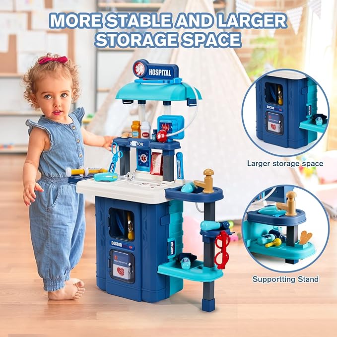 Kids Toy Doctor Kit, Toddler Medical Set with Stethoscope and Medical Tools Toys for 3 4 5 6 Years Old Boys Girls, Doctor Pretend Play Toy Gifts for Christmas Birthday Party New Year