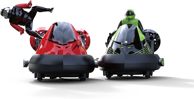 PowerTRC Remote Control Bumper Cars for Kids, RC Stunt Battle Race Cars for Boys, 2 Sets Players with Ejecting Drivers, Crash Sound Effects, Christmas Birthday Gift