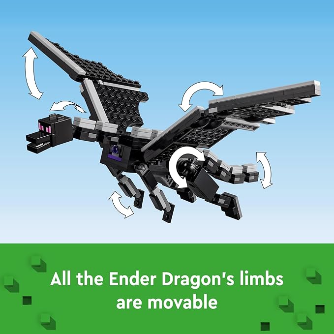 LEGO Minecraft The Ender Dragon and End Ship Building Set, Video Game Toy with 2 Minecraft Minifigures, Dragon Toy Action Playset for Kids, Birthday Gift for Boys and Girls Ages 8 and Up, 21264