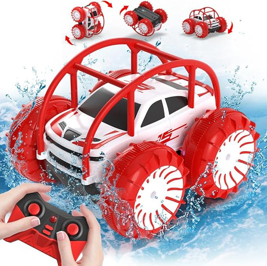 MaxTronic Amphibious Remote Control Car,Rechargeable RC Cars Toy 360° Flips Rotation Stunt Crawler 15KM/H 4WD All Terrain Outdoor Indoor Toy for Kids Boys Girls 3-12