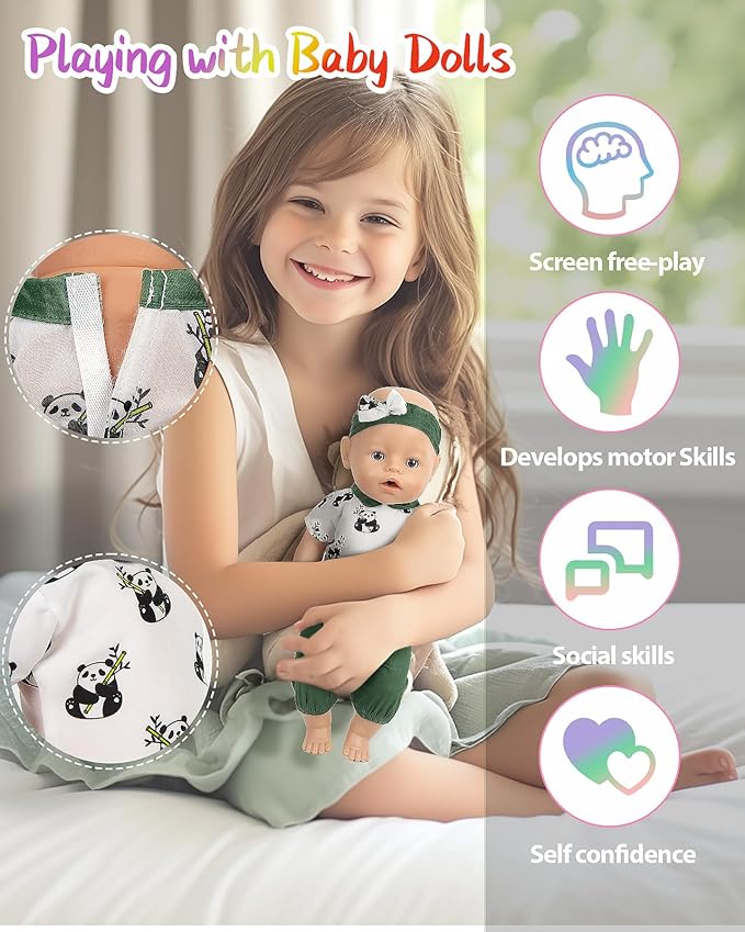 ARTST Baby Doll Clothes,8 Set 14-16 inch Baby Doll Accessories Outfit with Headbands for 43cm New Born,15 inch Bitty,18 inch Girls Boys