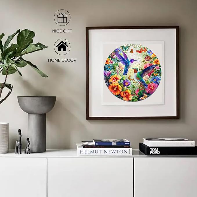 Colorful Hummingbird 200 Pieces Wooden Jigsaw Puzzles for Adults with Unique Shapes Fun Challenging Birds Puzzles for Kids and Couples on Birthday,Children's Day,Christmas11.2 x11.2