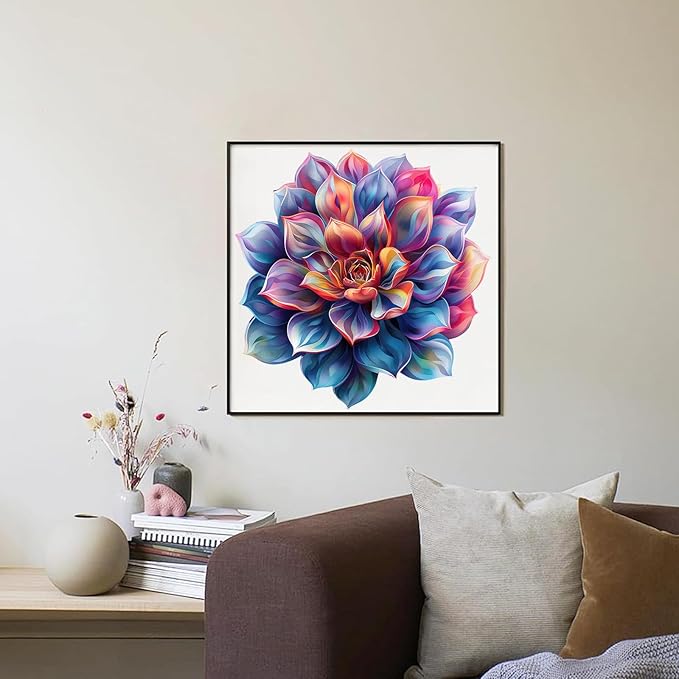 Wooden Puzzles for Adult, Flower Succulent Puzzle for Girl, Challenging Puzzle, 200 Piece Luxurious Shaped Wooden Puzzles for Adults, Family Game Medium 11.2 * 15.9in