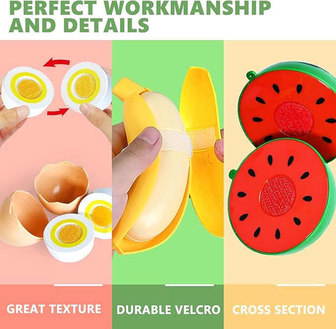 100 PCS Cutting Play Food Toy for Kids Kitchen, Pretend Food Kitchen Toys Accessories with 2 Baskets, Fake Food/Fruit/Vegetable, Christmas Birthday Gifts for 2 3 4 5 Years Old Toddlers Boys Girls