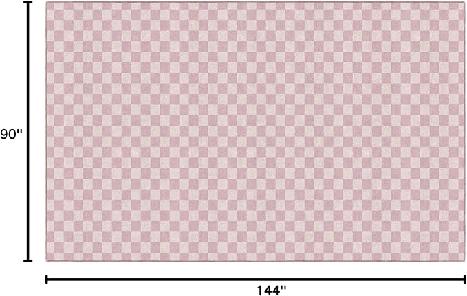 Flagship Carpets Schoolgirl Style Pink Checkerboard Educational Area Rug for Kids Room Seating Décor, Children's Classroom, Play Carpet for Teaching and Playroom, 7'6" x 12', Pink