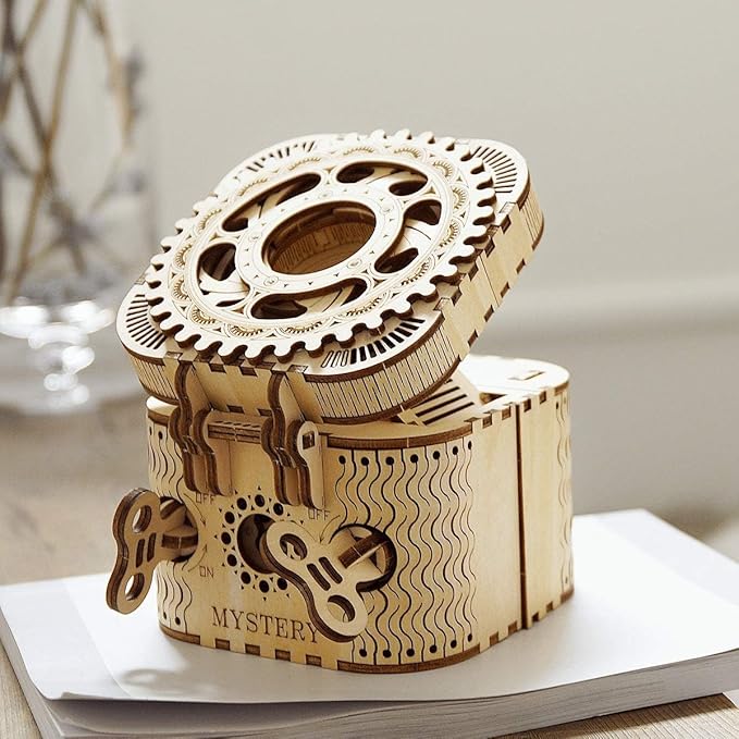 ROKR 3D Wooden Puzzle Mechanical Treasure Box Model DIY Brain Teaser Projects for Adult Kid Age 14+