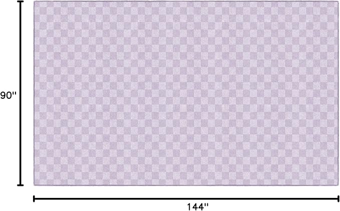 Flagship Carpets Schoolgirl Style Lavender Checkerboard Educational Area Rug for Kids Room Seating Décor, Children's Classroom, Play Carpet for Teaching and Playroom, 7'6" x 12', Purple