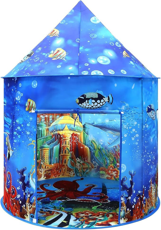 Ocean Kids Play Tent Princess Toys Under Water Kids Tent Mermaid Playhouse Indoor for Girls Toddler Tents Inside Sensory Play House Ages 3-5,4-7 as Birthday Gift