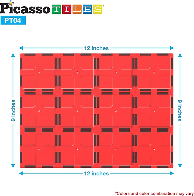 PicassoTiles Kids Toy Magnetic Building Blocks Magnet Tiles Supersized Large Stabilizer Base Jumbo XL Plate Foundation Education Construction Kit Engineering STEM Children Learning Stacking Set