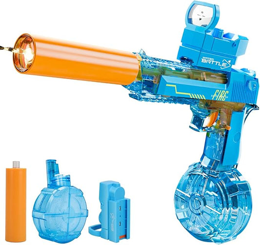 Electric Water Guns for Kids Ages 4-8: Automatic Squirt Gun 32FT Long-Range Large Capacity Water Gun Ideal for Pool Party Beach and Backyard Battles Summer Outdoor Water Toy for Kids 8-12, Blue