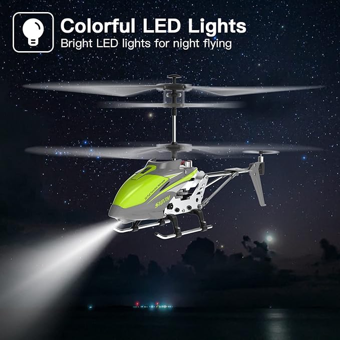Cheerwing Remote Control Helicopter,SYMA S107H Mini RC Helicopter with Gyro,Altitude Hold, One Key Take Off/Landing for Adults Kids(Green)