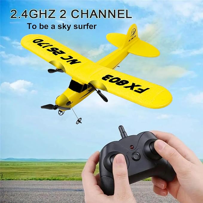 RC Airplane 2.4GHz Remote Control Airplane Gyro Easy to Fly Birthday for Beginner Kids Boys (Yellow)