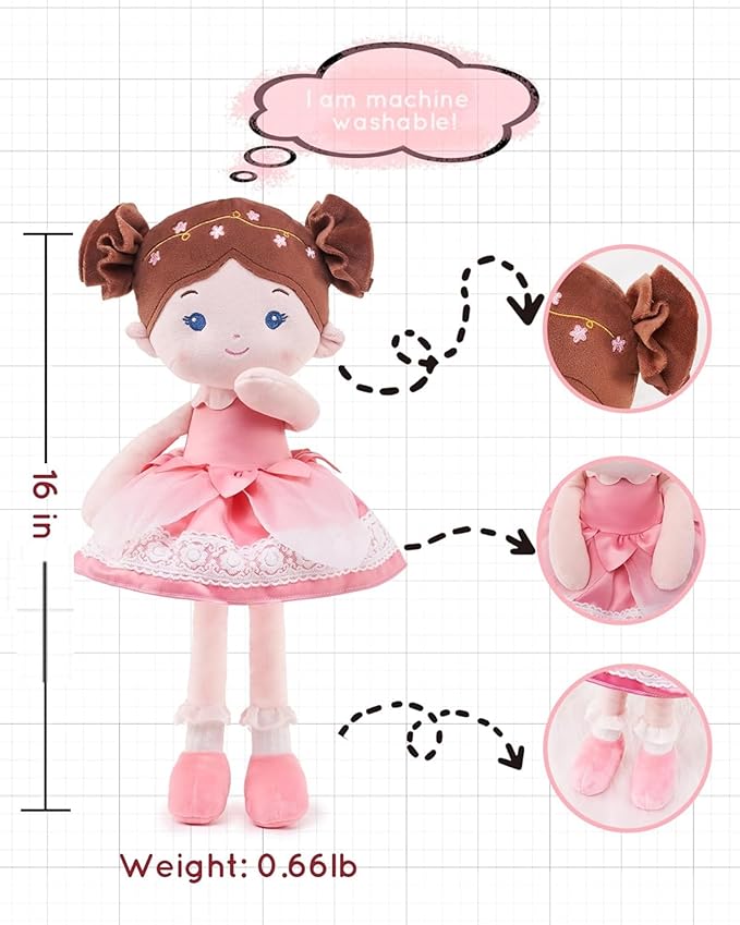 Soft Baby Doll Toys (16''), My First Baby Rag Doll for 1 Year-Old Girl Birthday Gift, Christmas Plush Toys Gift for Toddler Kids Infants-Blossom-Fairy