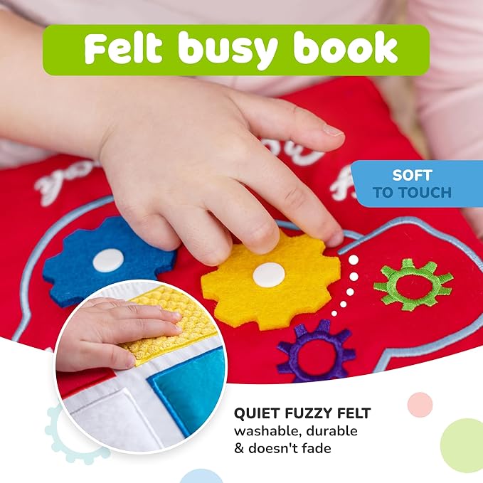 deMoca Toddler Busy Book for 1 Year Old - Airplane Toys for Toddlers 1-3, Activity Quiet Book, Kids Travel Essentials, Montessori Busy Board Travel Activities, Gift for Boys & Girls