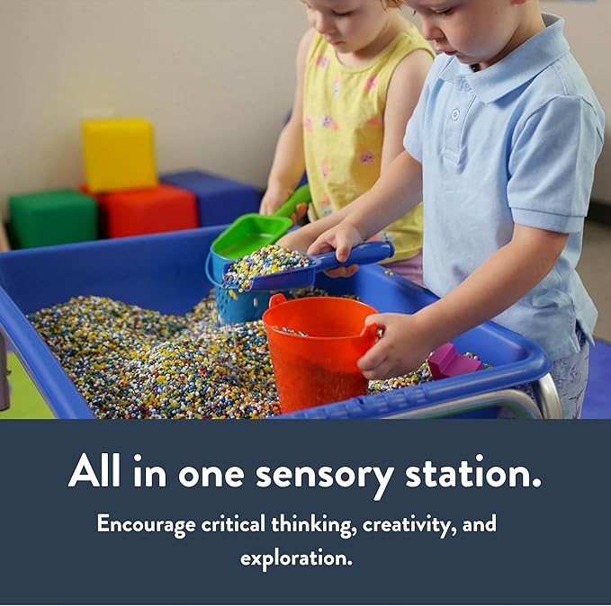 Children's Factory 18" Small Sensory Table, Sandbox with Lid, Water Table for Kids, Blue