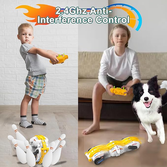 Remote Control Car, RC Stunt Snake Car 360° Roll with Hand Gesture Sensing and Touch Rotation, Super Fast Racing Car for Christmas Birthday, Indoor/Outdoor Toys for 6-12 Year Old Boys Girls - Yellow