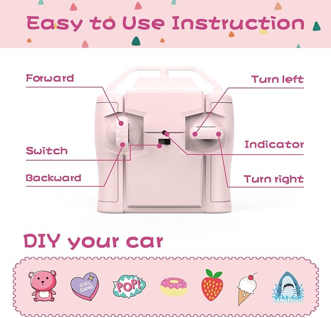 NQD Pink RC Cars 1:16 Scale with DIY Sticker, Remote Control Car for Girls, 80 Min Play 2.4Ghz Jeep RC Trucks,Little Girl Toys Gifts, Pink-Purple