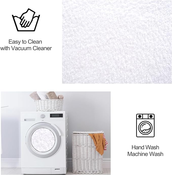 FlyDOIT Area Rugs for Bedroom Living Room, 4x6 White Super Soft Comfy Thickened Memory-Foam Indoor Carpets, Modern Aesthetic Minimalist Carpet for Boys Girls Adults Apartment Nursery Home Décor