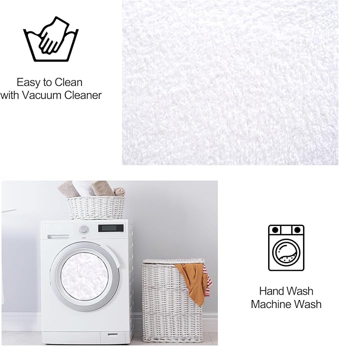 FlyDOIT Area Rugs for Bedroom Living Room, 5x8 White Super Soft Comfy Thickened Memory-Foam Indoor Carpets, Modern Aesthetic Minimalist Carpet for Boys Girls Adults Apartment Nursery Home Décor