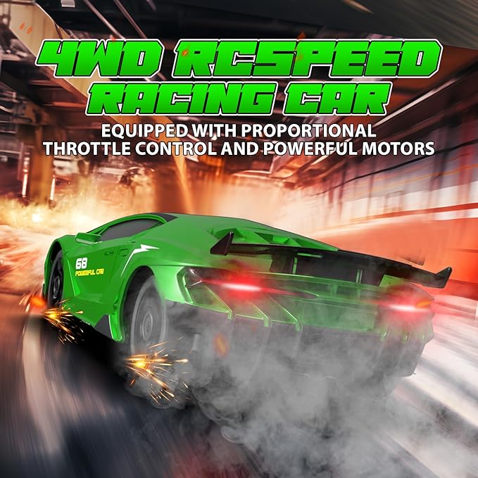 RC Drift Remote Control Car 2.4GHz 1/24 4WD 15KM/H High Speed Racing Sport with LED Lights Drifting Tire Toy for Adults Boys Girls Kids Gift 2Pcs Rechargeable Batteries