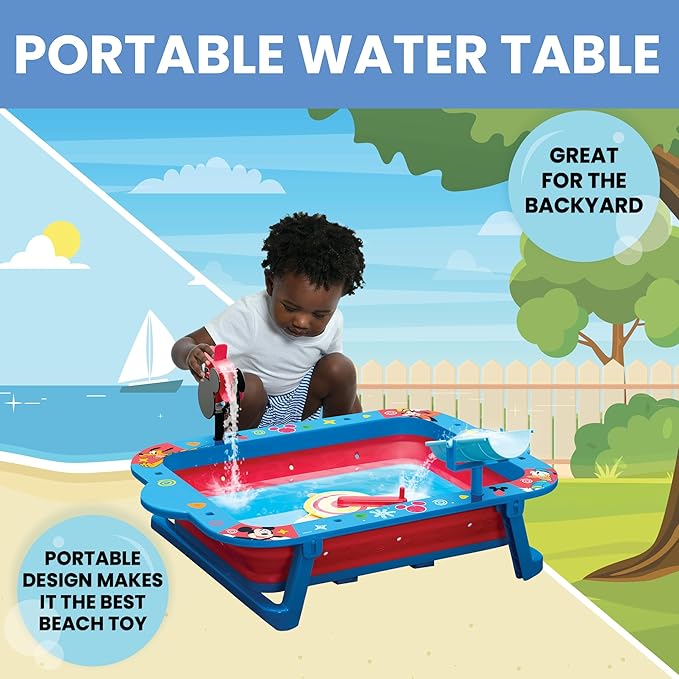 Delta Children Disney Mickey Mouse Water Activity Table - Collapsible & Portable - Ideal for Travel - Outdoor Kids Water Sensory Table, Blue
